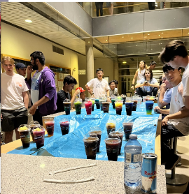 Students at a colourful hands-on engineering activity